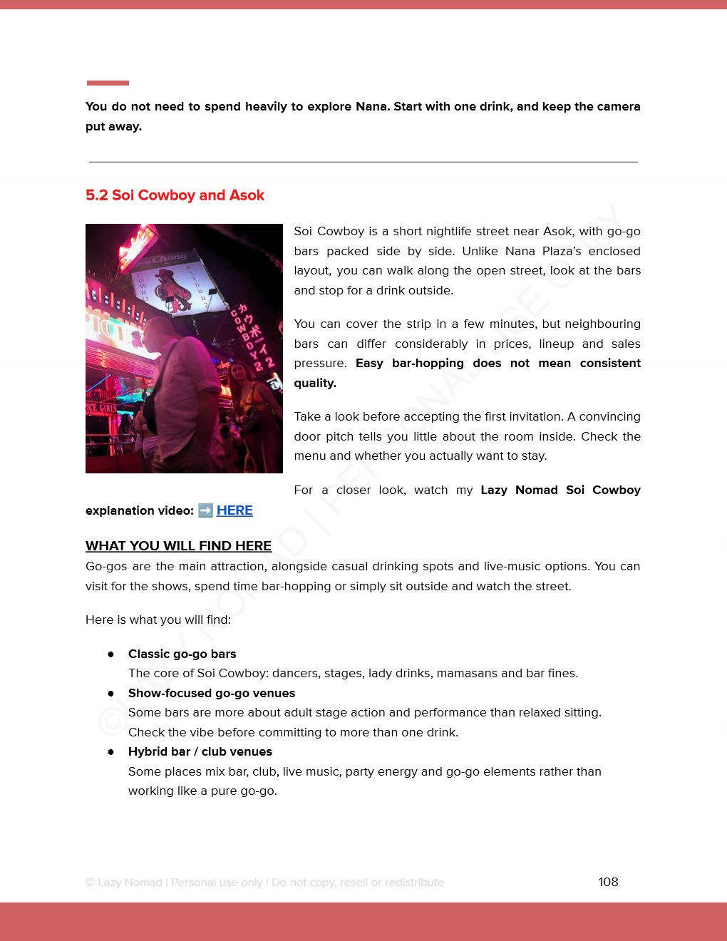 Sample page preview: Inside Guide Soi Cowboy and Venue Breakdown