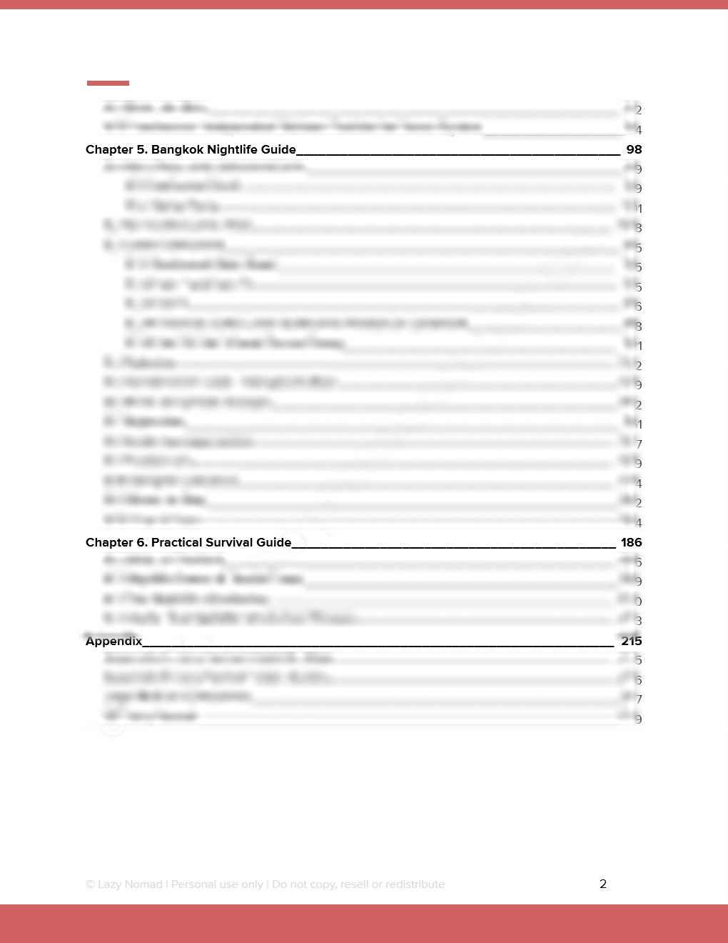 Sample page preview: Bangkok Nightlife Table of Contents Bangkok and Survival