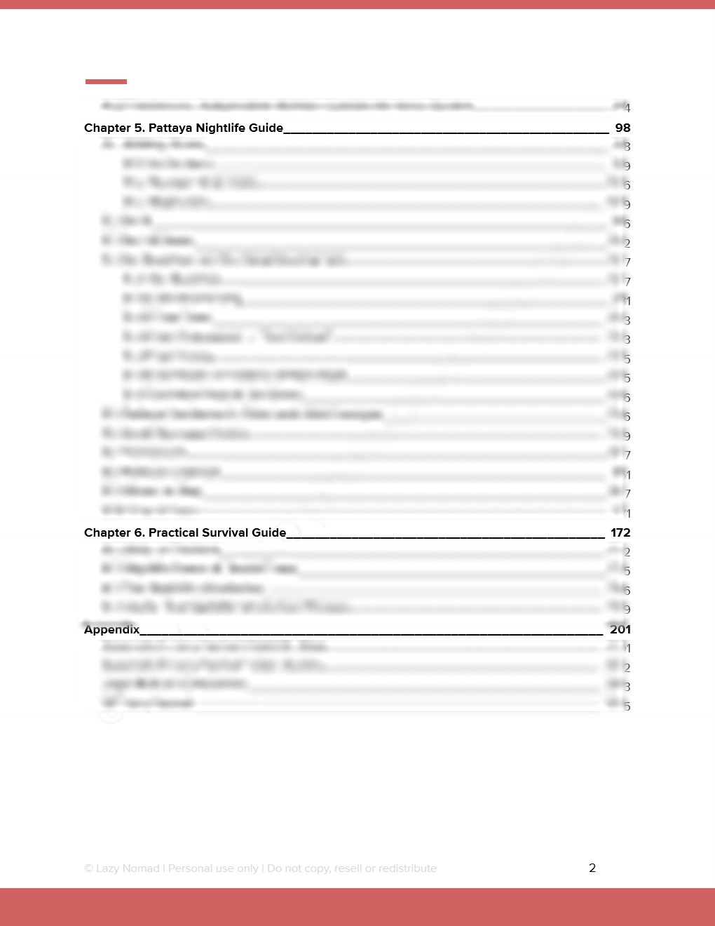 Sample page preview: Pattaya Nightlife Table of Contents Pattaya and Survival